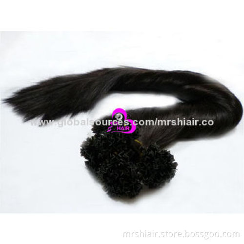20-inch Natural Color Straight Brazilian V-Tip Hair Extensions